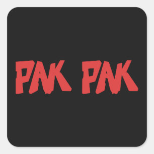 Pak Pak Hand Drawn Wordmark Red Square Sticker