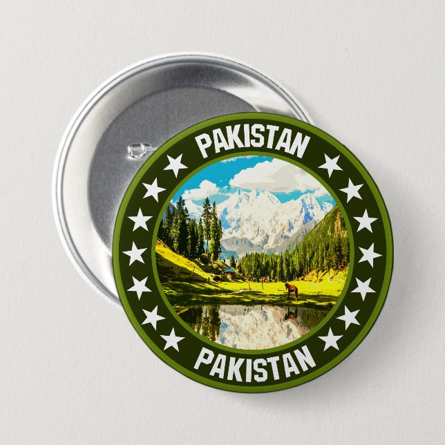 Pakistan                                           7.5 cm round badge (Front & Back)
