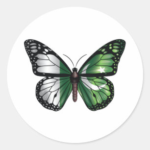 Pakistan butterfly monarch flag classic round sticker