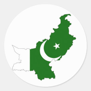 pakistan country flag map shape symbol classic round sticker