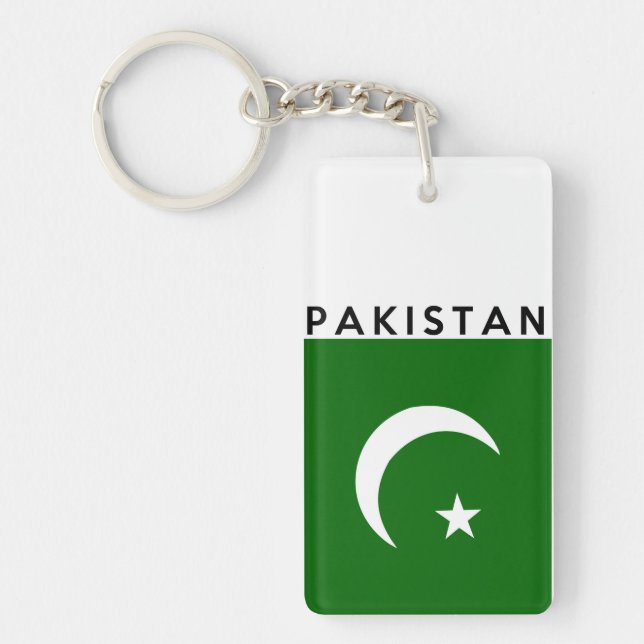 pakistan country flag text name key ring (Front)