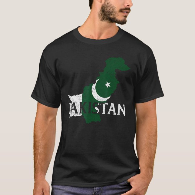 Pakistan Country Map Flag Proud Pakistani Patrioti T-Shirt (Front)
