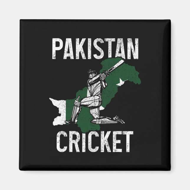 Pakistan Cricket Player Pakistani Flag Pride Vinta Magnet (Front)