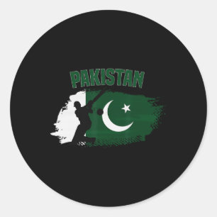 Pakistan Cricket Supporters Flag Pakistan Cricket Classic Round Sticker