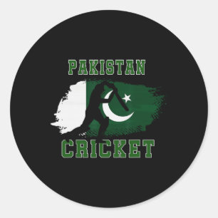 Pakistan Cricket Supporters Flag Pakistan Cricket Classic Round Sticker
