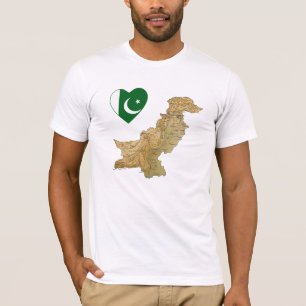 Pakistan Flag Heart and Map T-Shirt