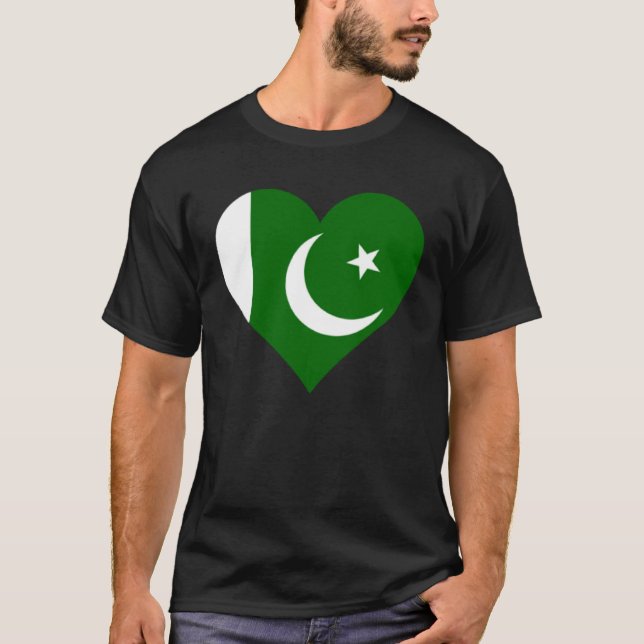 Pakistan Flag Heart Pakistan  Love Pakistan T-Shirt (Front)