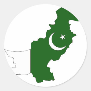 Pakistan flag map classic round sticker