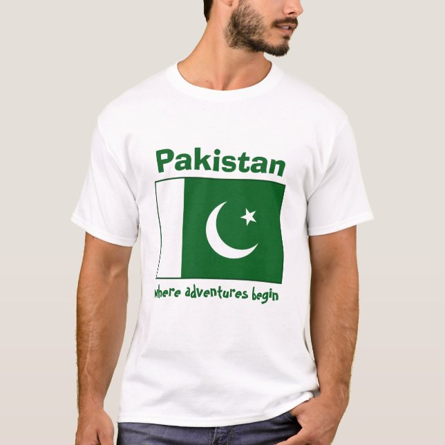 Pakistan Flag + Map + Text T-Shirt (Front)