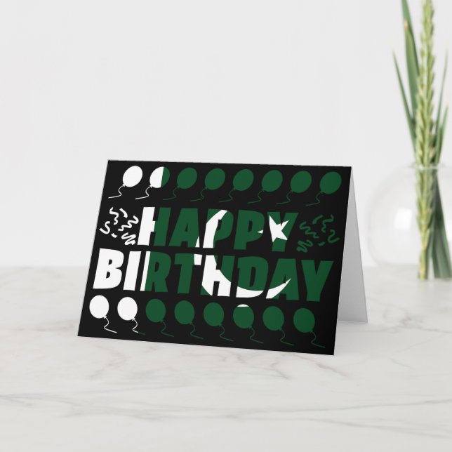 Pakistan Flag Patriotic Birthday Card (Front)