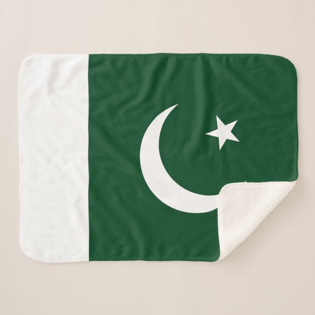 Pakistan Flag Sherpa Blanket (Front (Horizontal))