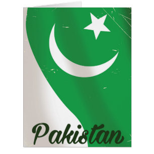 Pakistan flag vintage travel poster
