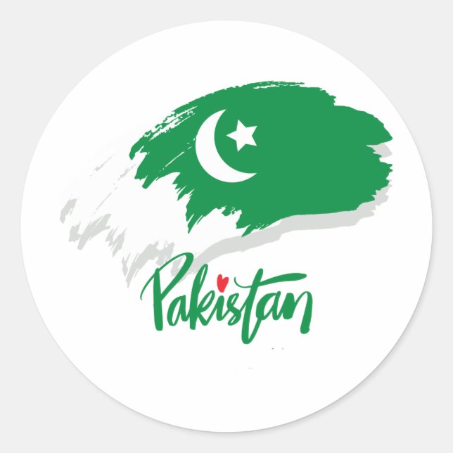 Pakistan Flag with Pakistan Heart Classic Round Sticker (Front)