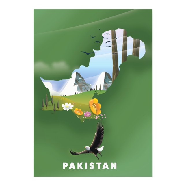 Pakistan illustrated travel map. photo print (Front)