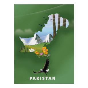 Pakistan illustrated travel map. poster