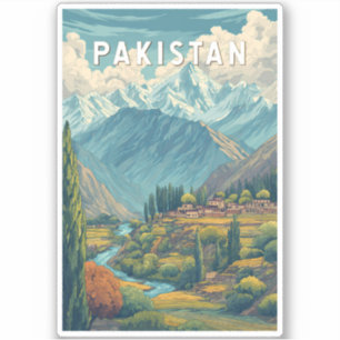 Pakistan Illustration Travel Art Vintage