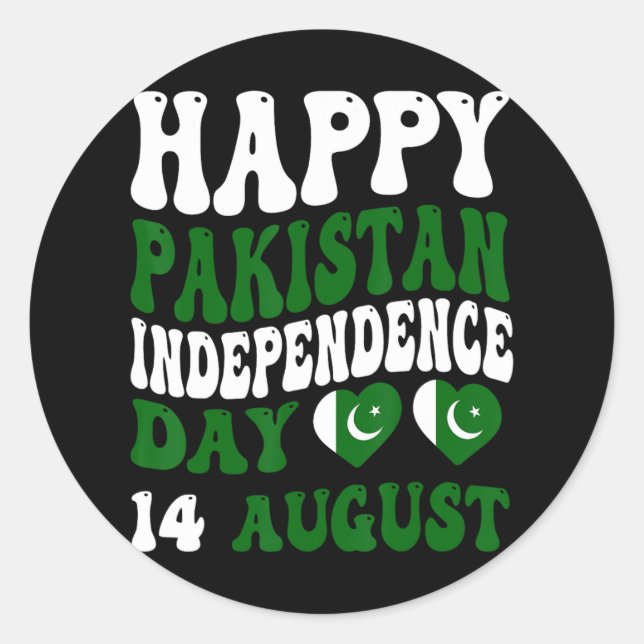 Pakistan Independence Day Pakistani Flag Pride Gro Classic Round Sticker (Front)