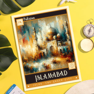 Pakistan, Islamabad Vintage Painting Postcard