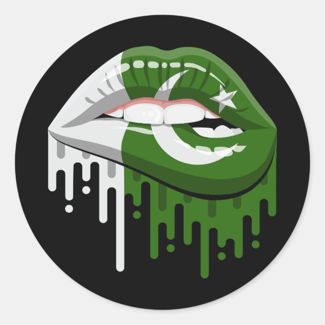 Pakistan lips pride root flag classic round sticker (Front)