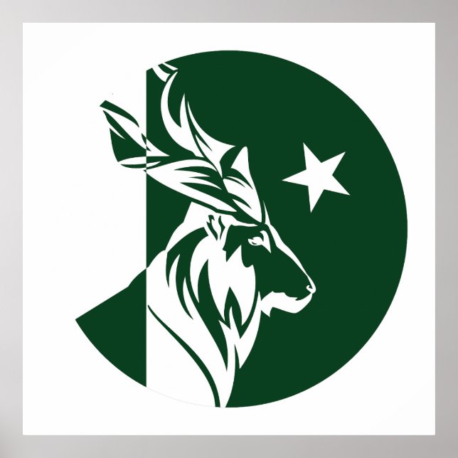 Pakistan Markhor Pakistani National Animal Flag Poster (Front)