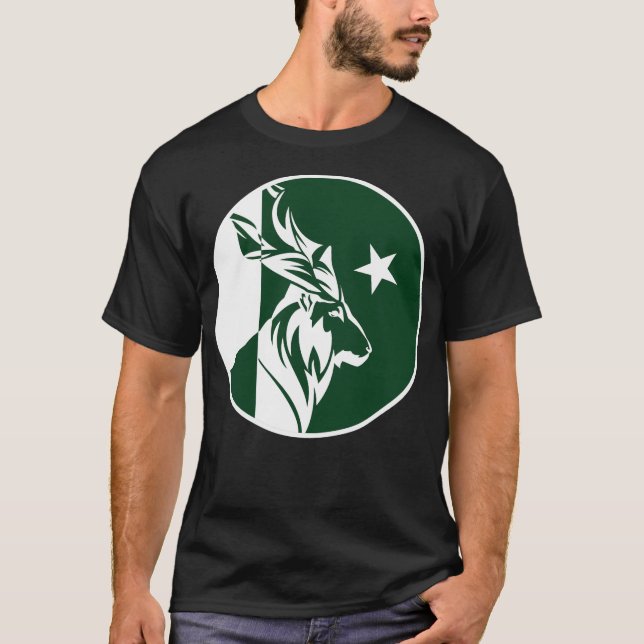 Pakistan Markhor Pakistani National Animal Flag T-Shirt (Front)