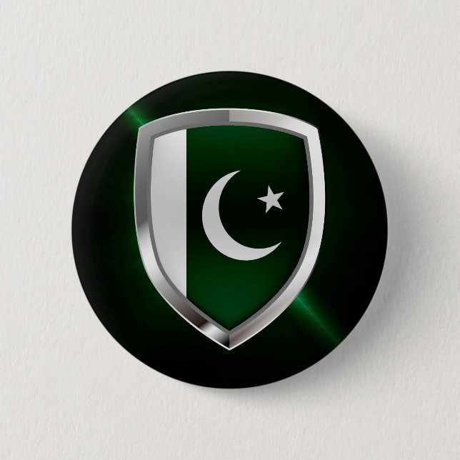 Pakistan Metallic Emblem 6 Cm Round Badge (Front)