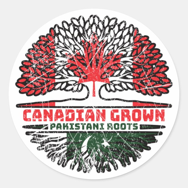 Pakistan Pakistani Canadian Canada Tree Roots Flag Classic Round Sticker (Front)