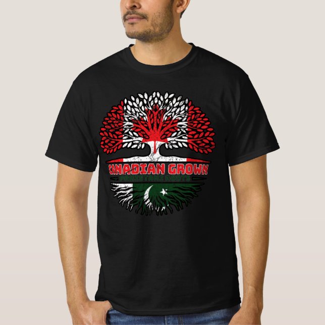 Pakistan Pakistani Canadian Canada Tree Roots Flag T-Shirt (Front)