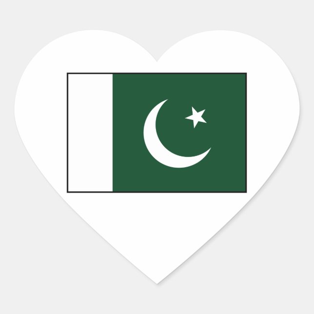 Pakistan – Pakistani Flag Heart Sticker (Front)