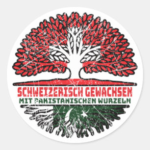 Pakistan Pakistanisch Schweizer Schweiz Baum Classic Round Sticker