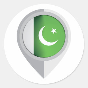 Pakistan Pin Location Fla Classic Round Sticker