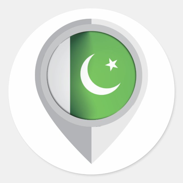 Pakistan Pin Location Fla Classic Round Sticker (Front)
