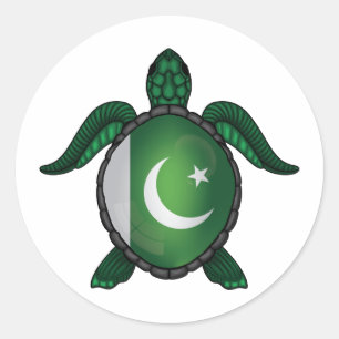 Pakistan sea turtle flag classic round sticker