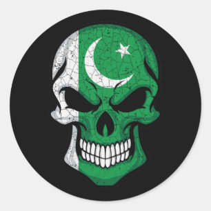 Pakistan Smiling Skull Flag Classic Round Sticker