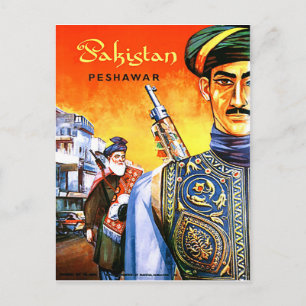Pakistan, solders from Peshawar, vintage travel Postcard