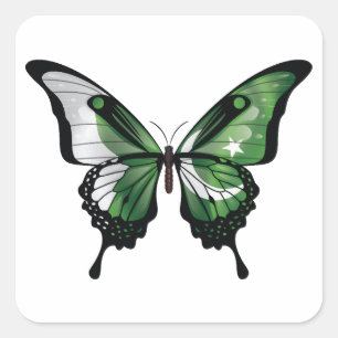 Pakistan Swallowtail Butterfly Flag Square Sticker