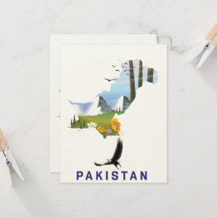 Pakistan travel poster map