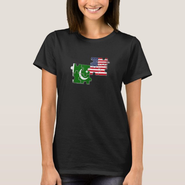 Pakistan USA Pakistani American Flag T-Shirt (Front)