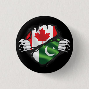 Pakistani Canadian Hands Ripped Roots Flag  3 Cm Round Badge