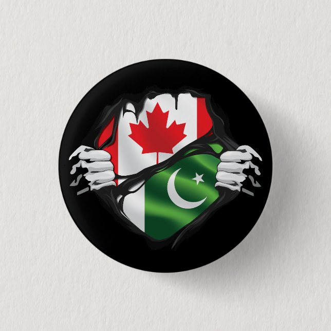 Pakistani Canadian Hands Ripped Roots Flag  3 Cm Round Badge (Front)