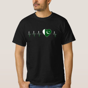 Pakistani Heartbeat I Love Pakistan Flag Heart T-Shirt
