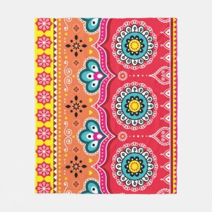 Pakistani Truck Art: Colourful Fleece Blanket