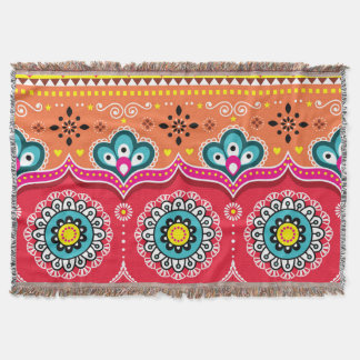 Pakistani Truck Art: Colourful Throw Blanket