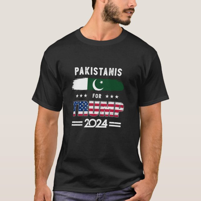 Pakistanis for Trump 2024 Pakistan Flag Patriotic  T-Shirt (Front)