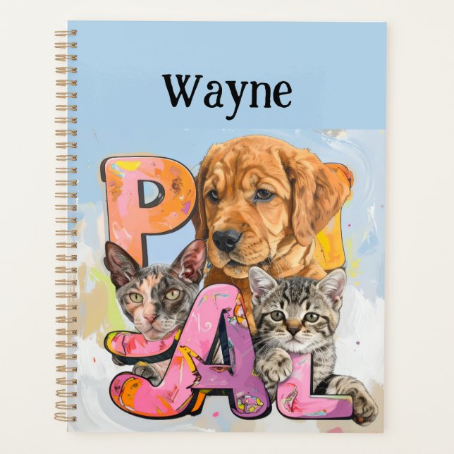 Pal Dog and Cats Plus Personalize Name  Planner (Front)