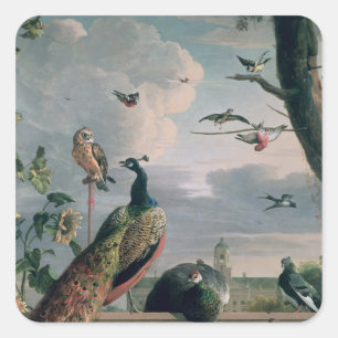 Palace of Amsterdam with Exotic Birds Square Sticker