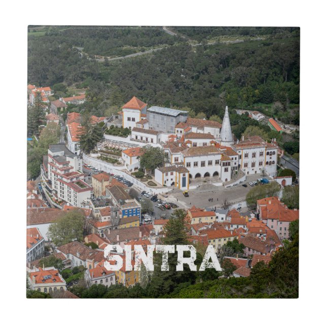 Palace of Sintra from above in Sintra, Portugal Ceramic Tile (Front)
