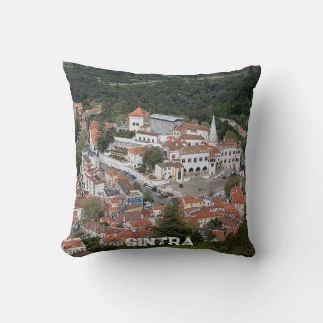 Palace of Sintra from above in Sintra, Portugal Cushion (Front)