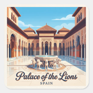 Palace of the Lions Granada Spain Square Sticker