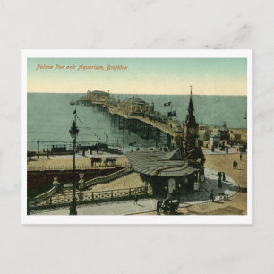 Palace Pier & Aquarium, Brighton England Vintage Postcard